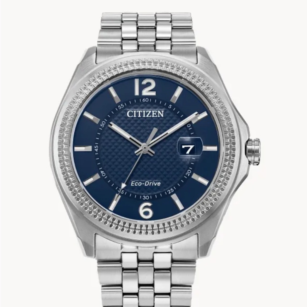 Citizen Silver and Blue Stainless Steel Watch men’s